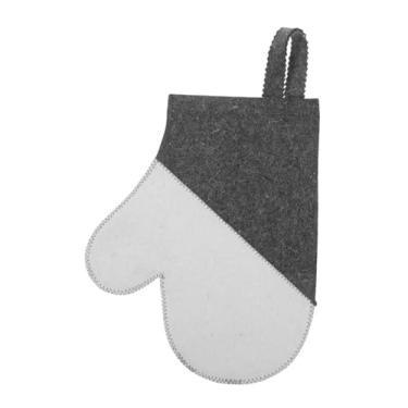 Imagem de Fenteer Acessório de sauna de feltro para homens e mulheres, isolamento térmico absorvente cinza e branco para casa de banho, banheira de inverno, banheiro, Luva Cinza Branca