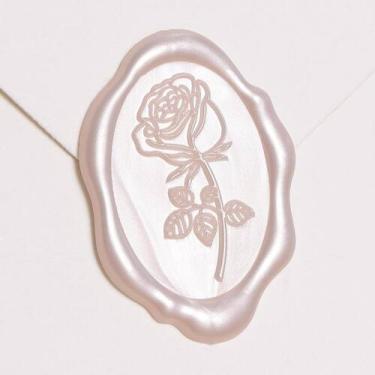 Imagem de Adesivos UNIQOOO Wax Seal Rose Oval, 50 unidades de champanhe