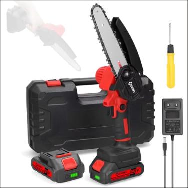 Imagem de Motosserra Portátil Com 2 Baterias, 6 Polegadas, 21V Bivolt, 3600rpm, Autonomia de 30 Minutos, Corte Máximo 10cm