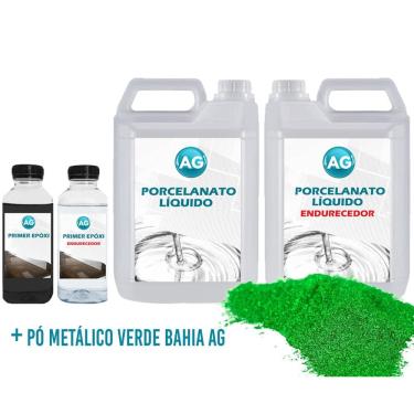 Imagem de Kit Porcelanato Líquido Metálico Verde Bahia Ag Por M 1M