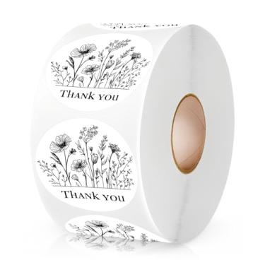 Imagem de 500 pçs adesivos florais agradecimento etiquetas cartões comemorativos sacos de presente brithday, caixas e envelopes