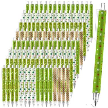 Imagem de Sayglossy 120 canetas de Natal, canetas esferográficas de bengala doce a granel com tinta preta, canetas retráteis, lembrancinhas de festa em massa, prêmios de jogo para colegas de trabalho, família