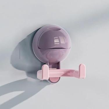 Imagem de Gancho dopaminérgico com ventosa de cabeça dupla, sem perfuração, para pendurar toalha, papel higiênico, cozinha, banheiro (roxo)