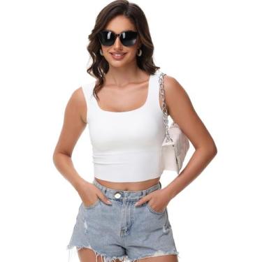 Imagem de Camiseta regata feminina Scewhou com gola quadrada larga Air Touch bra