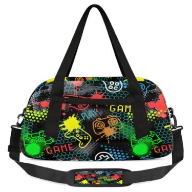 Imagem de Bolsa de viagem de academia para meninos – Bolsa infantil de fim de semana com bolso frontal com zíper para prática escolar, bolsas de mão para adolescentes, Jogo 1, jogo