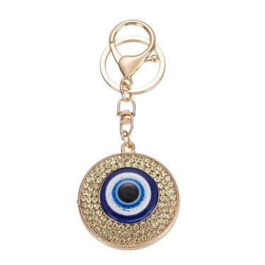 Imagem de Chaveiro Evil Eye azul e dourado de cristal metálico 5x5cm - yiweisai