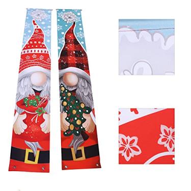 Imagem de ZJchao Decorações de Natal da Varanda, Decoração de Suspensão de Porta Com Padrão de Boneco de Neve de Floco de Neve Com Poste de Madeira e Corda, para (Dístico estilo velho xadrez de chapéu longo)