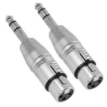 Imagem de YENOVO Adaptador TRS para XLR de 1/10.2 cm, adaptador de microfone XLR fêmea de 3 pinos para macho TRS de 6,35 mm, conversor de áudio para filmadoras, gravadores, mixers e alto-falantes (pacote com 2)