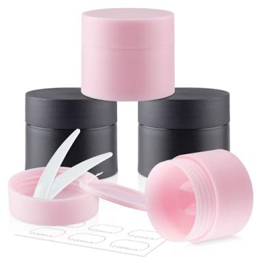 Imagem de Recipientes de viagem para cremes, mini frascos de loção recarregáveis de plástico com tampas para artigos de higiene pessoal, pequenos frascos de creme de viagem à prova de vazamento para rosto