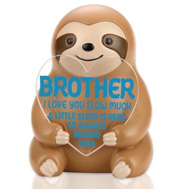 Imagem de VYNWPDFLI Presente de resina de preguiça para irmão, lembrança emocionante para transmitir carinho profundo, presente decorativo significativo para irmão amado, preguiça fofa - decoração de lembrete