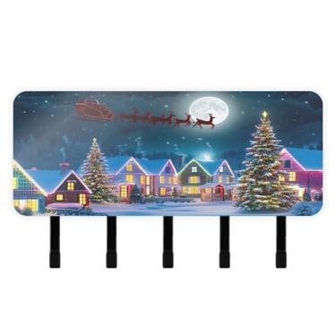 Imagem de Burbuja Porta-chaves para noite de Natal com 5 ganchos, porta-chaves autoadesivo montado na parede, organizador de armazenamento de correio para entrada, decoração de casa