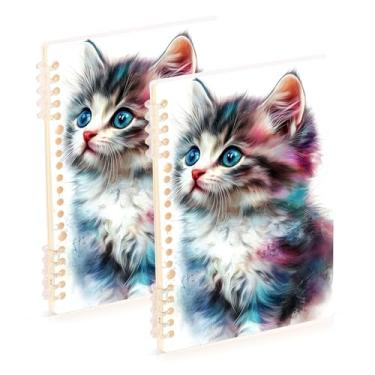 Imagem de Burbuja Cadernos com nome, papel pautado universitário A5 com 60 folhas, fichário para escritório, 2 unidades