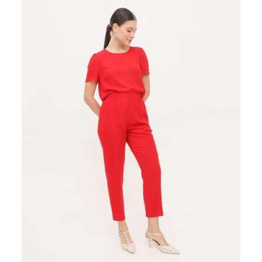 Imagem de Calça Feminina Reta Alfaiataria Marisa-66010, Vermelho, G