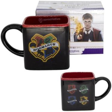 Imagem de Caneca Casa Hogwarts 3D Cubo Quadrada Cerâmica Oficial Harry Potter - 