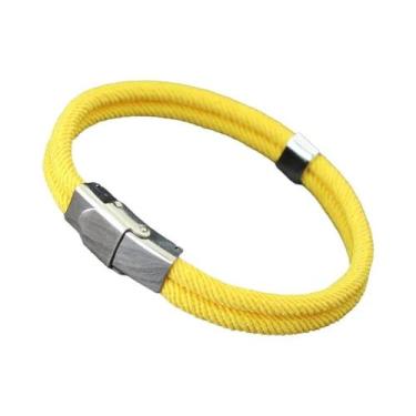 Imagem de Pulseira Masculina Clássica De Corda Dupla Trançada Artesanal Com Five