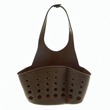 Imagem de Cesto de Armazenamento Suspenso para Pia com Fecho Ajustável Prateleira Cozinha Sacola Suspensa Esponja Design Poroso Ventilação e Drenagem Uso Diário