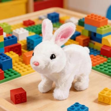 Imagem de Coelho Realista Brinquedo | Coelho De Pelúcia Da Páscoa Que Salta, Contrai E Treme As Orelhas, Eletrônico Animal de Estimação - para Crianças Casa Viagem Berçário Páscoa