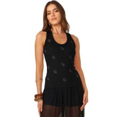 Imagem de Regata Colcci Slim com Aplicação Preta Feminina-Feminino