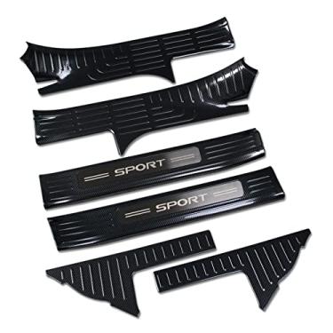 Imagem de Beautost Adequado para Toyota Highlander 2020 2021 2022 Peitorais de porta interna de aço inoxidável (fibra de carbono preta)