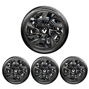 Imagem de Kit 4 Calotas Esportivas Ds4 Preto Brilhante aro 15 - Universal (RLT) Sandero Logan Clio Megane Fluence Symbol