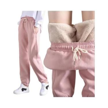 Imagem de Calças Jogger Femininas De Cintura Alta Forradas Com Fleece Para O Inv