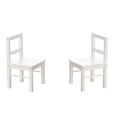 Imagem de UTEX Par de cadeiras de madeira infantil para brincar ou atividade, conjunto de 2, branco