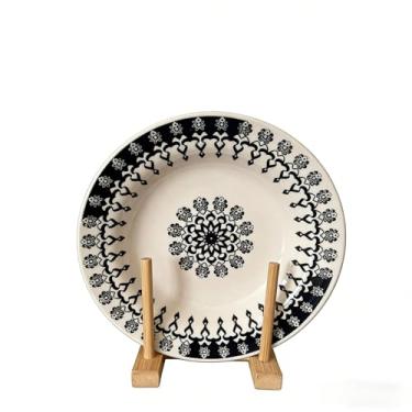 Imagem de Jogo de 6 Pratos de Fundo de Cerâmica - Design Folk para Mesa de Jantar e Almoço, Utensílios Domésticos Elegantes