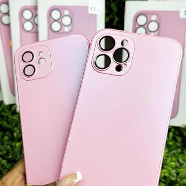 Imagem de Capinha de Vidro Reforçada para iPhone com Proteção Completa da Câmera com Design Premium Resistente a Riscos (cor-de-rosa, iPhone 13 Pro)