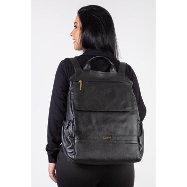 Imagem de Mochila antifurto de couro liso Suzana - Café-Feminino