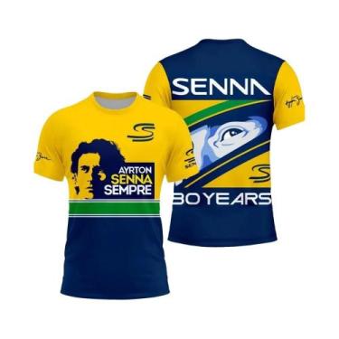 Imagem de Camiseta Unissex Estampada Em 3D Ayrton Senna NO.12 Carro De Corrida V