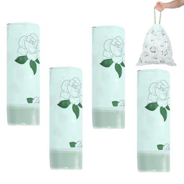 Imagem de Saco de lixo pequeno sem rasgos de PE, 60 peças, fecho de amarrar, pequeno saco de lixo com padrão elegante, boa vedação para animais de estimação de escritório em casa