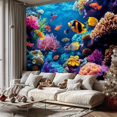 Imagem de Tapeçaria de parede para pendurar peixes tropicais, recife de coral, o