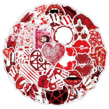 Imagem de Pacote de adesivos Bloody Horror, 50 unidades, impressão de mão vermel