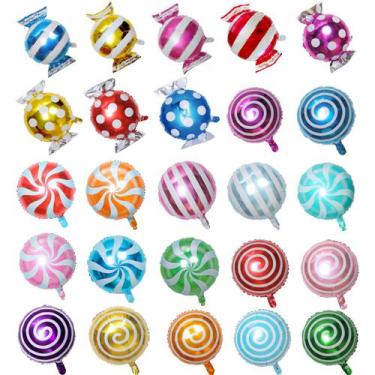 Imagem de Pacote de balões metalizados com 12 doces de pirulito de 18 polegadas 