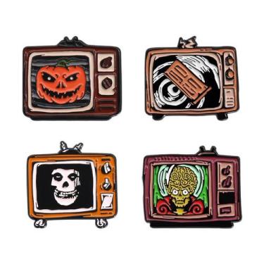 Imagem de Conjunto de 4 broches de TV de terror, alfinetes de blusa, distintivo 