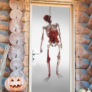 Imagem de Adesivos de parede Halloween Hanging Skeleton 3D PVC 30x100cm - yiweis