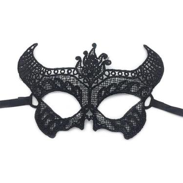 Imagem de Máscara de cosplay Lace Sexy Black Party Half Face Cover Venice - yiwe