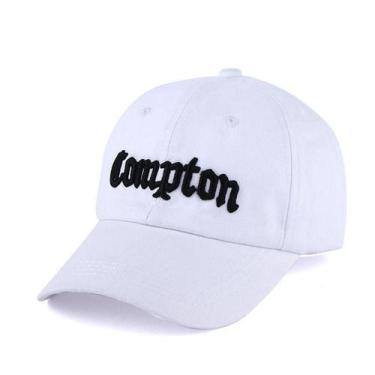 Imagem de Boné de beisebol Comptons branco para homens Snapback, tamanho ajustáv