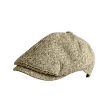Imagem de Boné Flat Gatsby Newsboy Ivy Cabbie Hat de linho para homens e mulhere