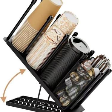 Imagem de Suporte de copo e tampa de metal removível para cozinha e escritório -