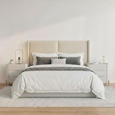 Imagem de Cabeceira Queen Estofada 176cm com 2 Mesas de Cabeceira 100% MDF - Cas