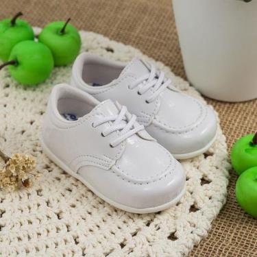 Imagem de Sapato Social Bebê Pinokio Cadarço Verniz Branco, Branco, 22