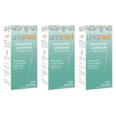 Imagem de Agulha para acupuntura 100un 0,25x40mm kit 3cx uniqmed tamanho:0,25x40