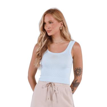 Imagem de Regata Cropped Altura Cós Sem Costura Canelada