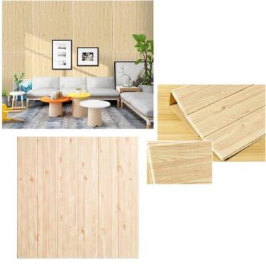 Imagem de Papel De Parede 3d Placa Painel Adesivo Madeira Clara 70x70cm - Chinat