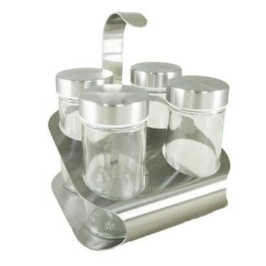 Imagem de Porta condimento de metal com suporte com 5 peças - TOP RIO