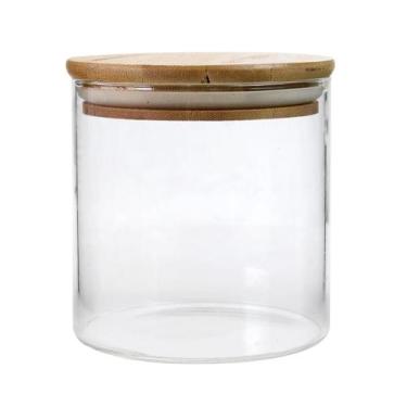 Imagem de Pote de vidro 600 ml com tampa em bambu e vedação de silicone - QUERO 