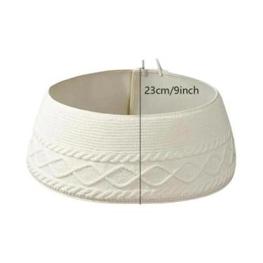 Imagem de Saia De Árvore De Natal Rústica Em Tricô Branco Creme Para Árvore Arti