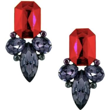 Imagem de Brincos Art Déco Vintage Estilo Escarlate Rubi Vermelho Roxo Ametista Strass Noiva Dama de Honra Casamento Formatura, cristal de strass, Strass