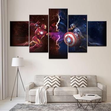 Imagem de Quadro Decorativo Capitao America guerra civil 5 peças 130x6